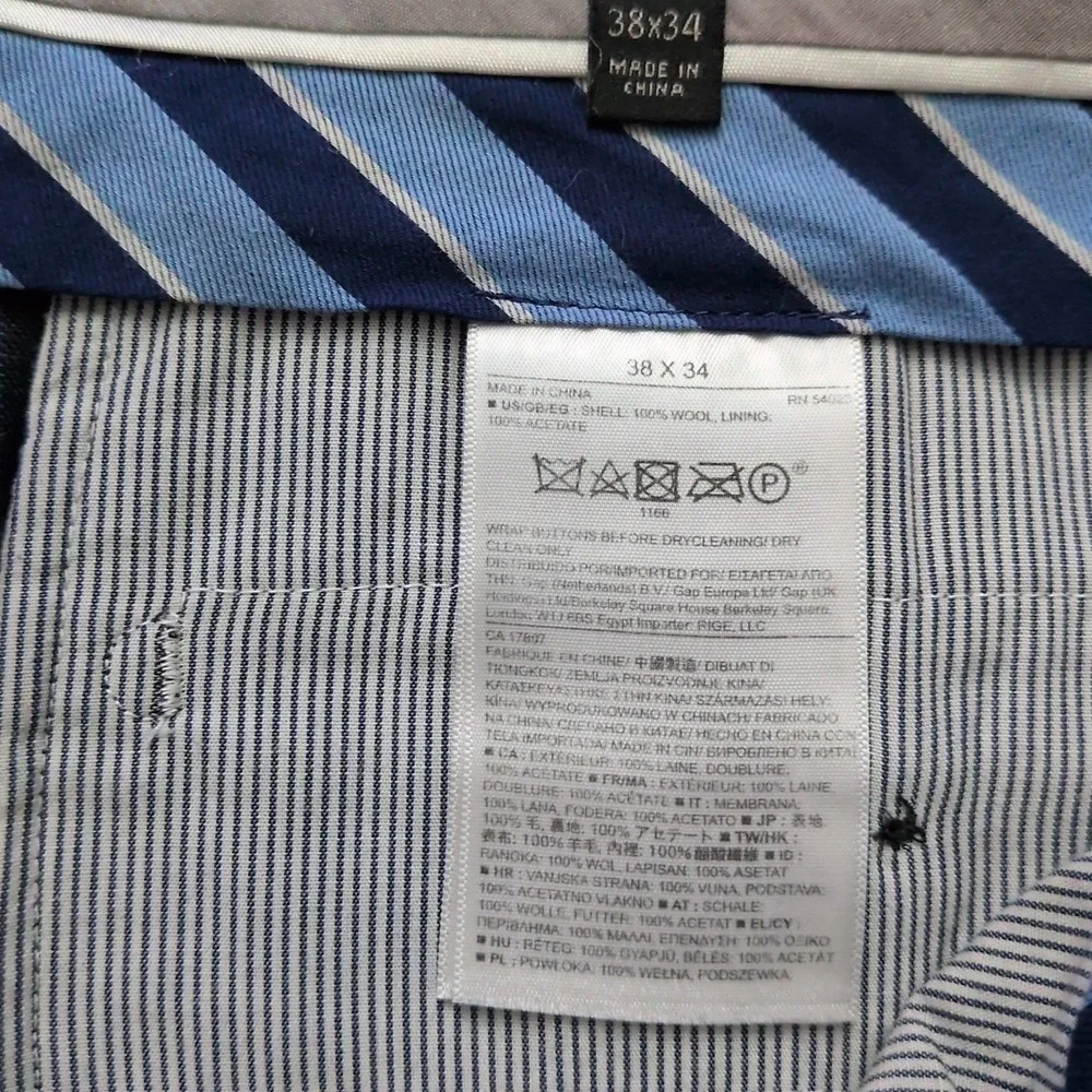 Banana Republic Modern Slim Fit Dress Pants Mens‎ 38x34 Blue Wool - Grid Pattern
